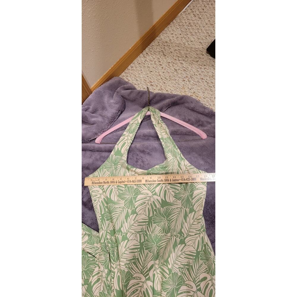Pact Green Tropical Print Maxi Dress Womens Large Fit & Flare Open Back Organic - Picture 3 of 10